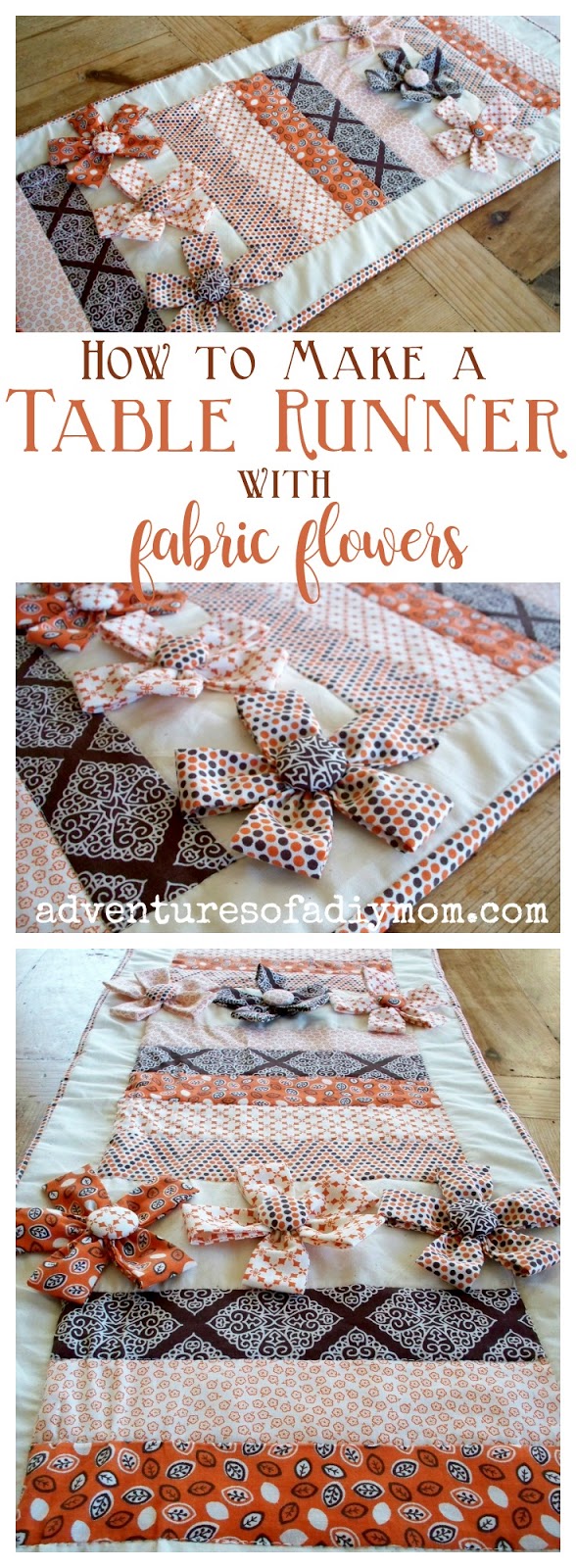 How to Make a Table Runner with Fabric Flowers Adventures of a DIY Mom