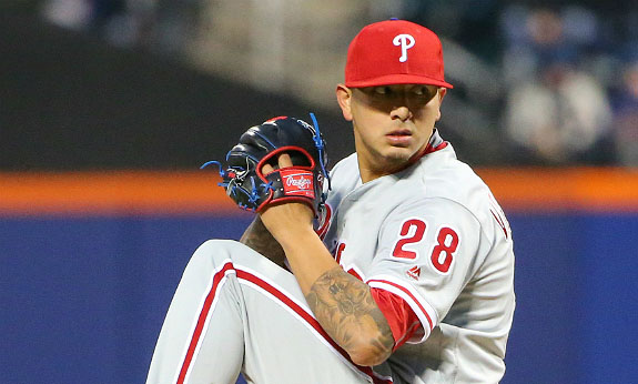 Phillies pitcher Vince Velasquez lasted six innings.