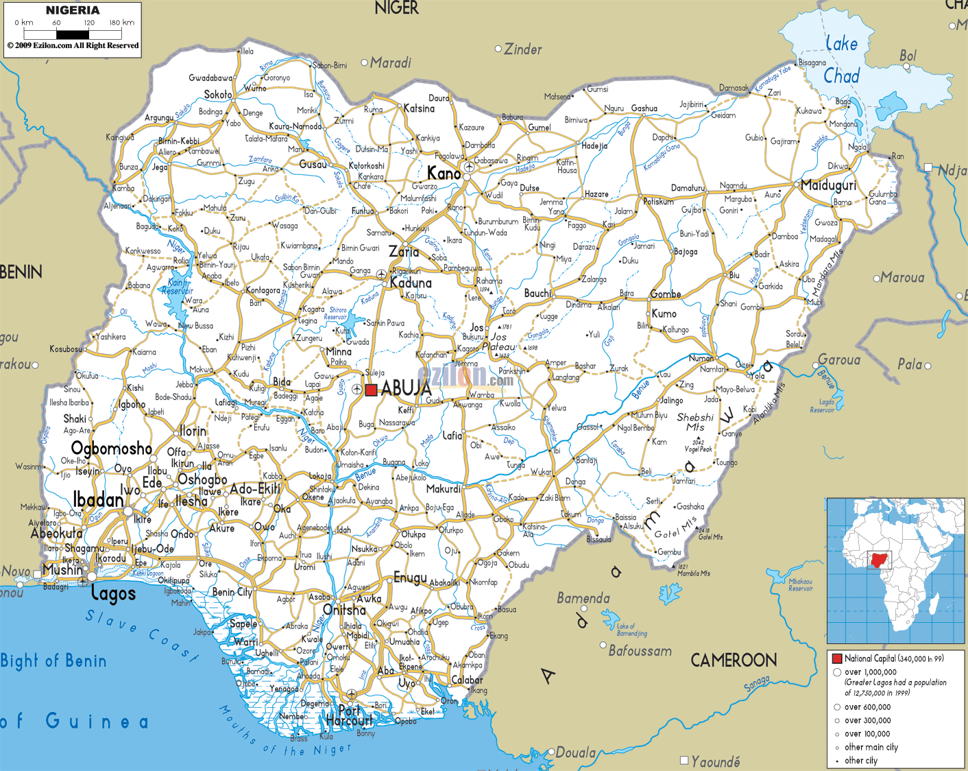 Nigéria Mapas Geográficos da Nigéria
