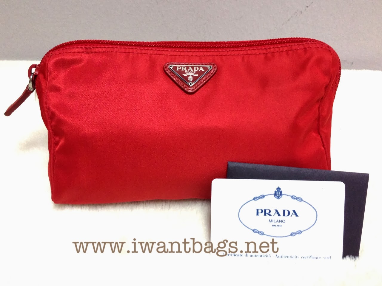 Prada Vela Nylon Zip Pouch Rosso Red (Restocked!)