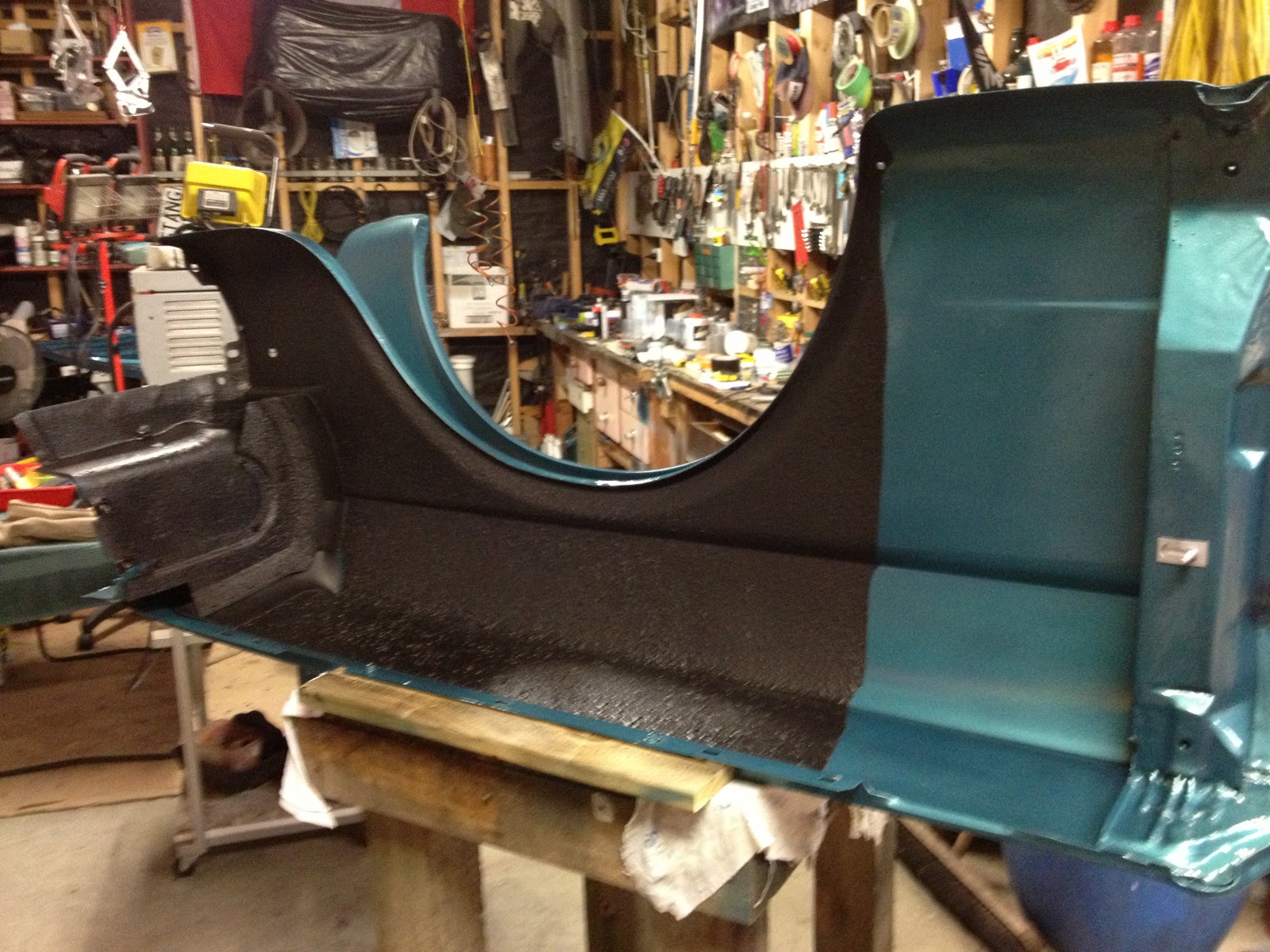 1965 Convertible Mustang Restoration Undersealing the front guards and splash panels