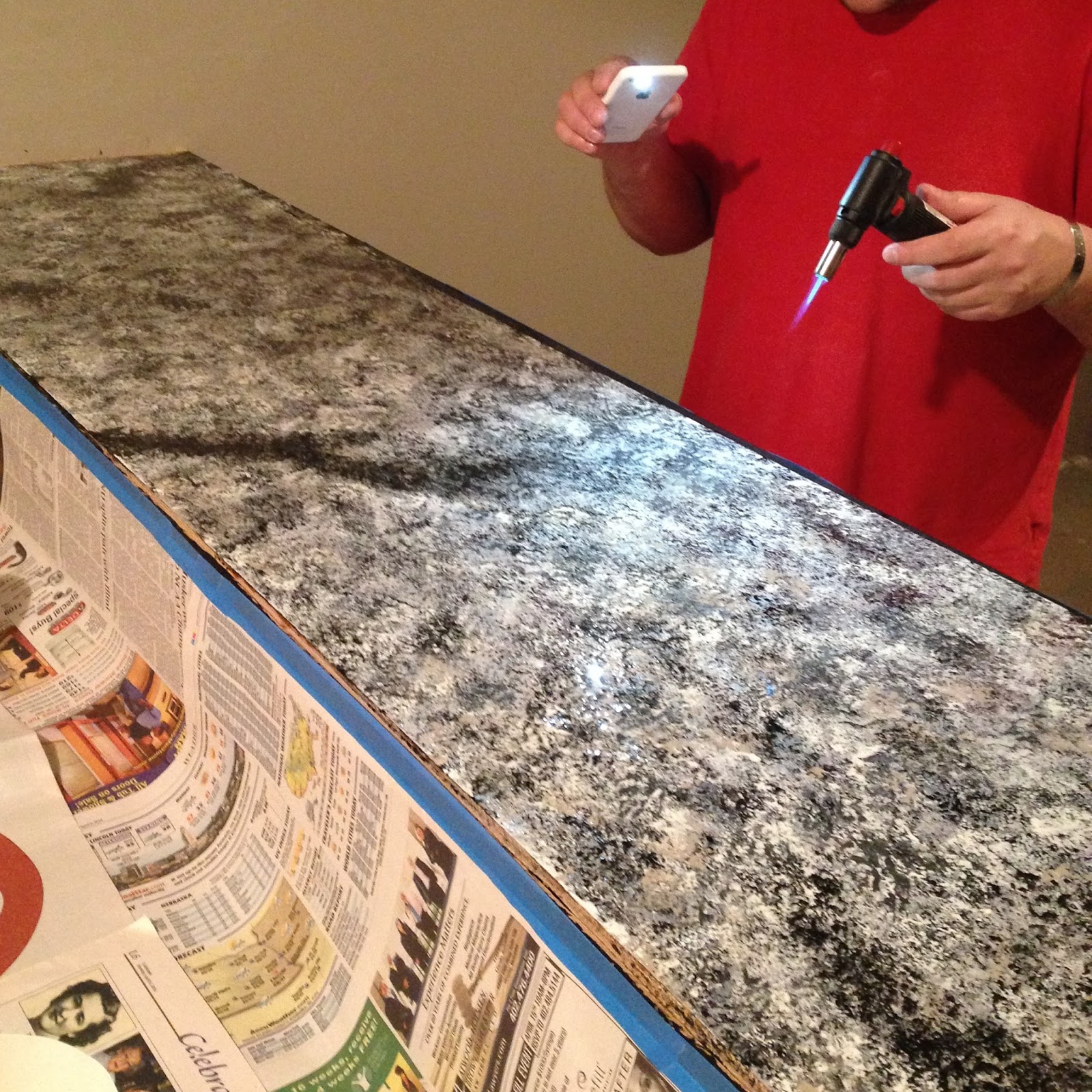DIY Why Spend More Build your own bar with faux granite countertop