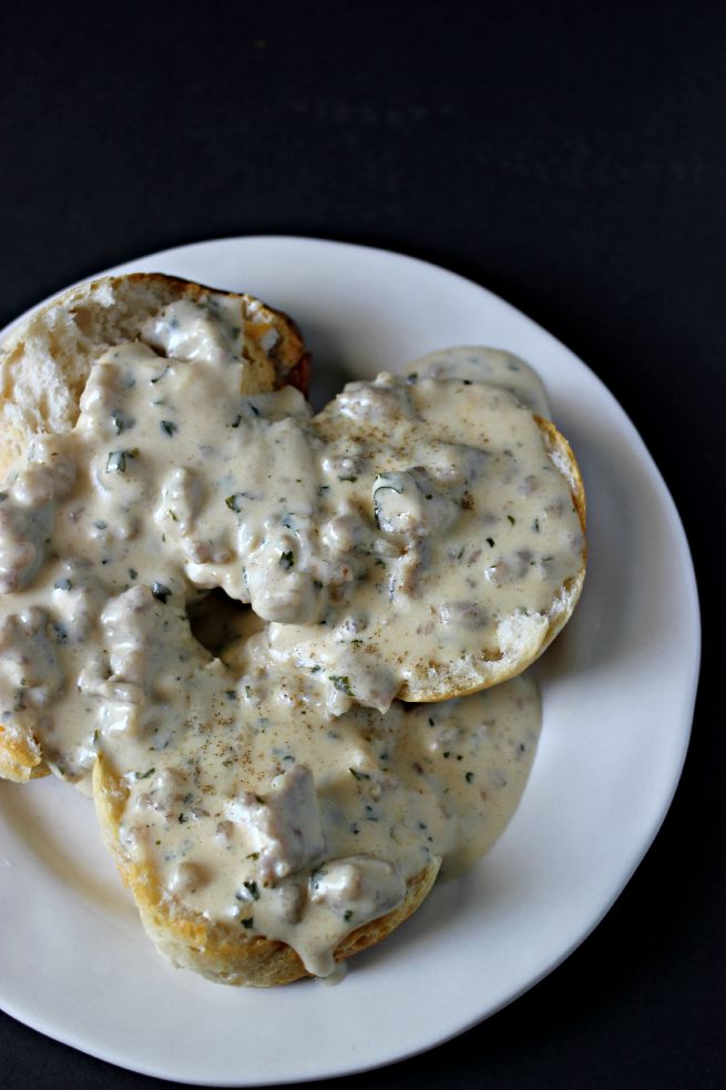 Sausage Gravy & Biscuits.  Easy.  Hearty.  Creamy. NO LUMPS! 
