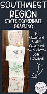 Southwest Region States Coordinate Graphing Mystery Pictures BUNDLE