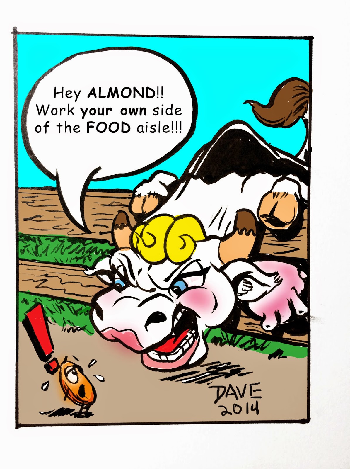 Caricatures and Ideas What do Cows think of ALMOND MILK?