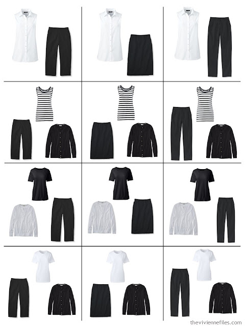 12 outfits composed from 9 wardrobe Neutral Building Blocks in black and white 12 outfits composed from 9 wardrobe Neutral Building Blocks in black and white