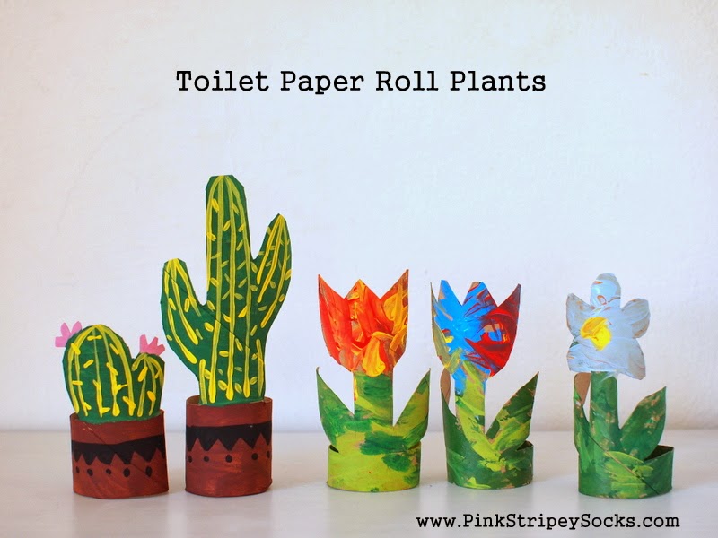 make toilet paper roll cacti and tulip flowers craft