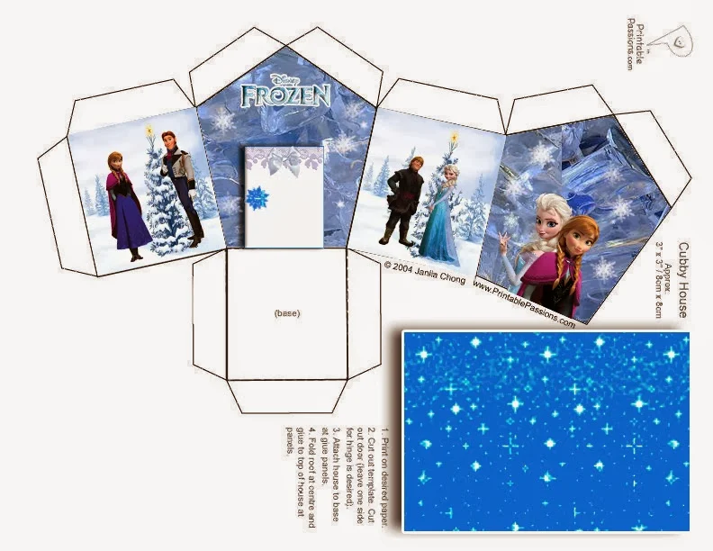 Frozen: caja con forma de casa para imprimir gratis.
