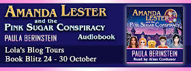banner audiobook for Amanda Lester and the Pink Sugar Conspiracy
