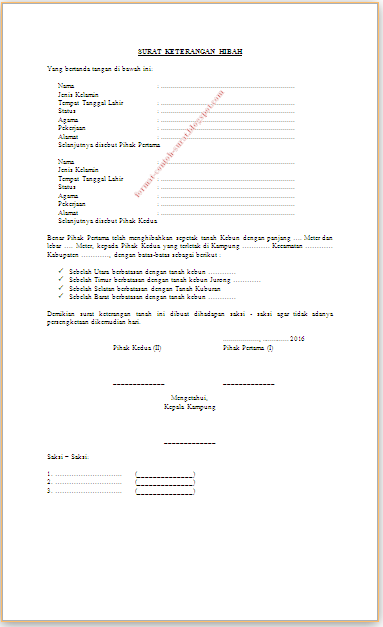 Contoh Surat Pernyataan Hibah Tanah Untuk Jalan Umum - Contoh Surat