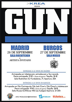 Conciertos de Gun en Madrid y Burgos en septiembre 
