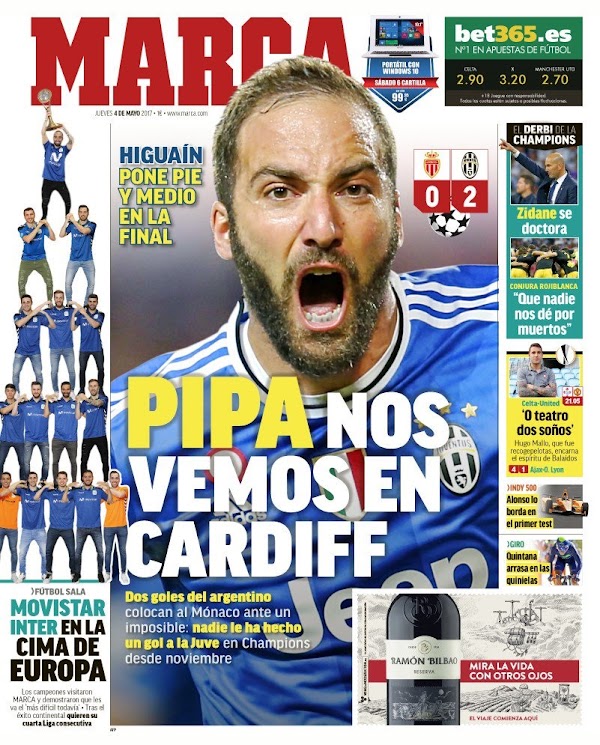 Real Madrid, Marca: "Pipa nos vemos en Cardiff"
