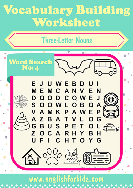 Printaple word searches for kids to build English vocabulary