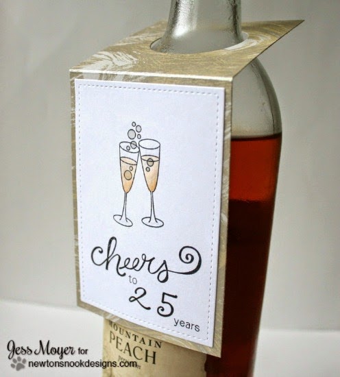 Cheers Champange Bottle Tag by Jess Moyer |  Years of Cheers stamp set by Newton's Nook Designs
