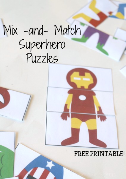 Free Printable Superhero Mix And Match Puzzles Free Printable Superhero Mix And Match Puzzles