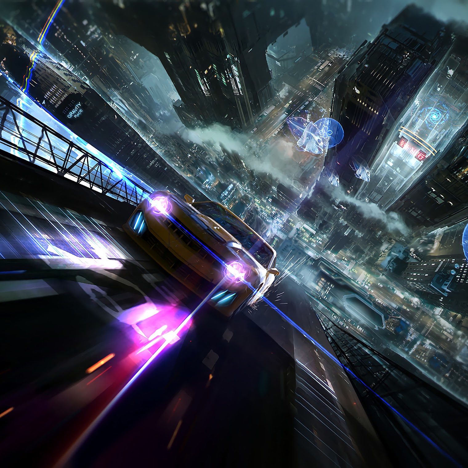 Sci-Fi, Cyberpunk, Car, Night, City, 4K, #128 Wallpaper PC Desktop