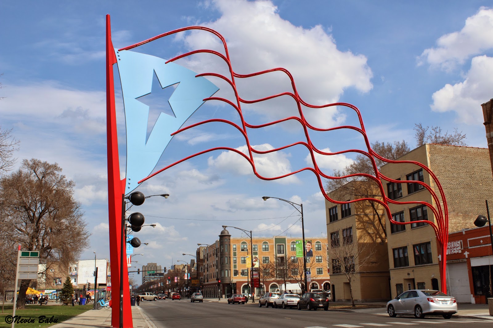 Puerto Rican flag Sculpture at Paseo Boricua Puerto Rican flag Sculpture at Paseo Boricua