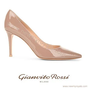Countess Sophie wore Gianvito Rossi Bari 85 Patent-Leather Court Shoes