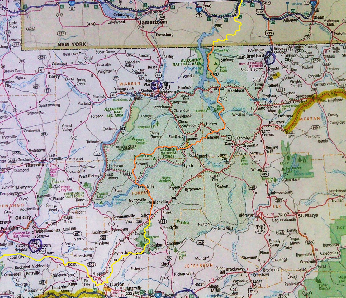 Map Of Allegheny National Forest