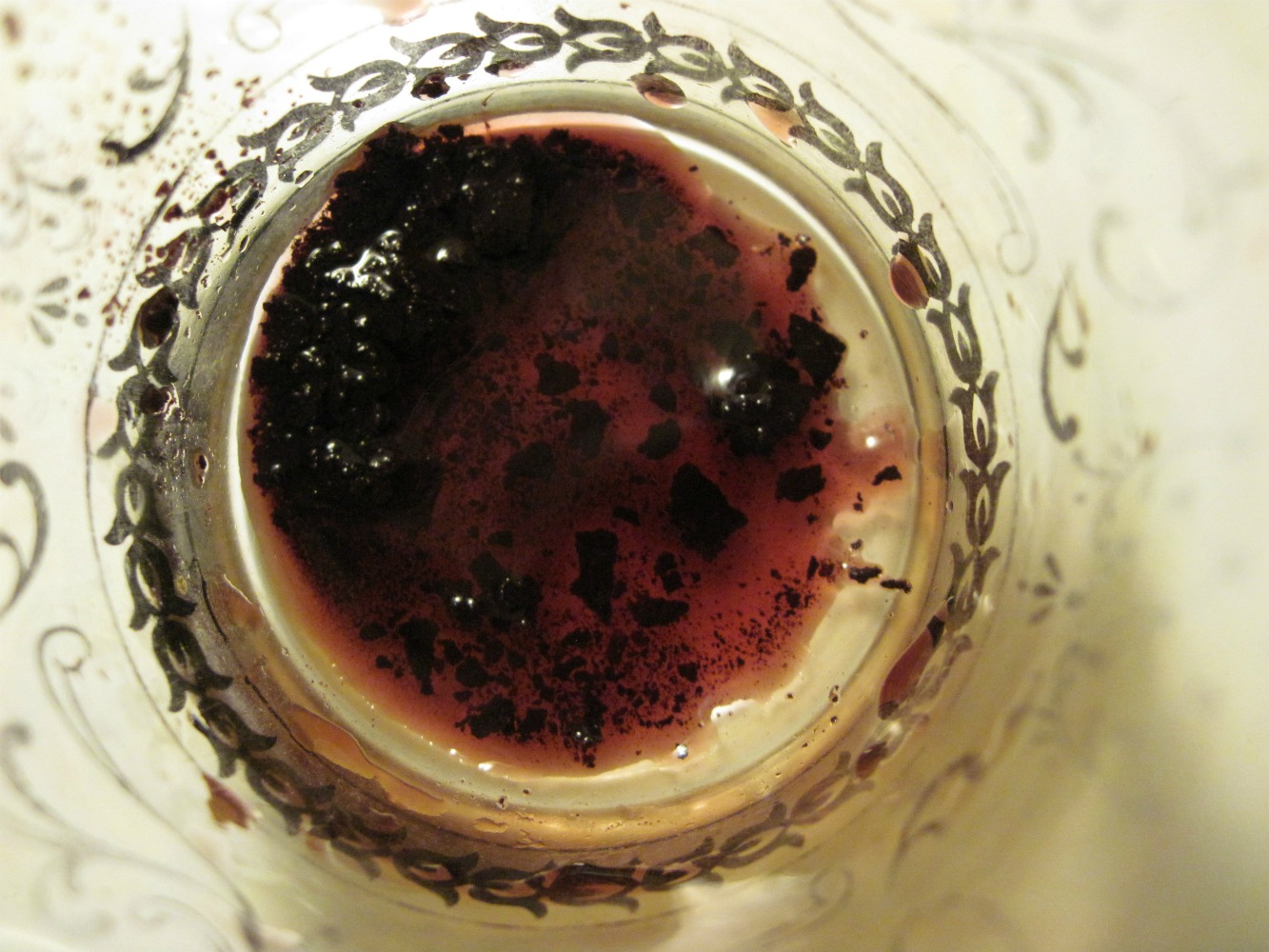 The Cave Wine Storage Sediment, fond, bits, oil, and dirty coffee.