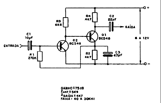 Diagramas de Electronica: Circuito etapa amplificadora dos transistores