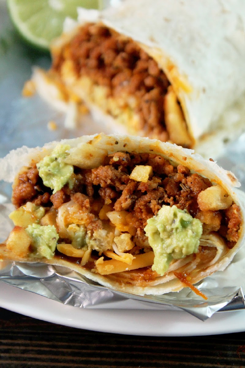 Creole Contessa California Burritos loaded with Cheese, French Fries