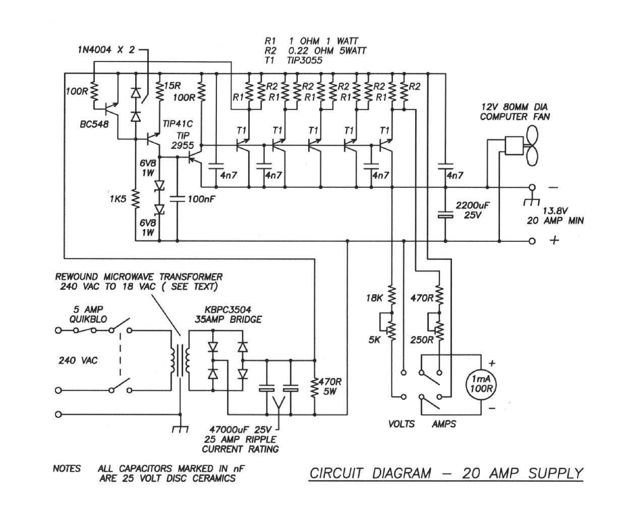 12 Volt 20 Ampere Regulator circuit with explanation | Electronic