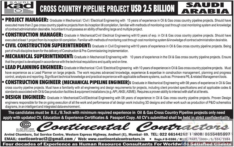 Saudi KAD pipeline project jobs for Saudi Arabia Gulf Jobs for Malayalees