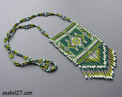 beads beadwork loom beaded necklace beadweaving green pendant blog