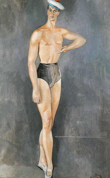 PRUNA, Pedro. Pintura retratando Serge Lifar, usando a boina de marinheiro, figurino do balé Os Tri