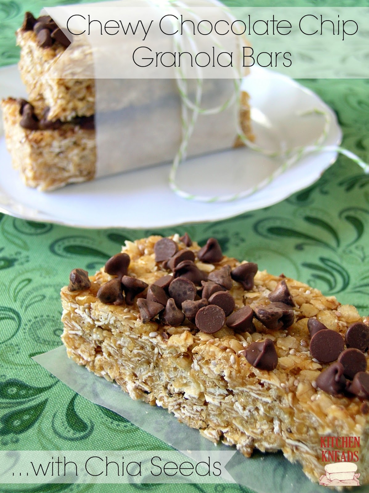 Chewy Chocolate Chip Granola Bars Kitchen Kneads