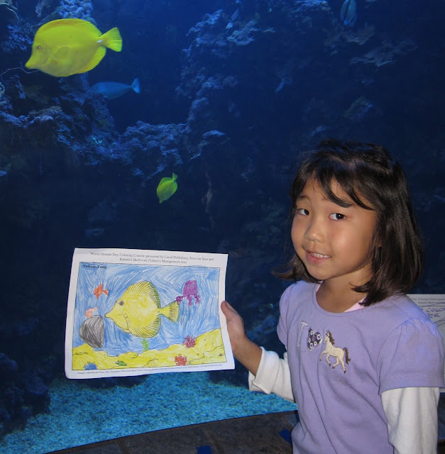 Maui Ocean Bloggers Kids color herbivores for World Oceans Day!