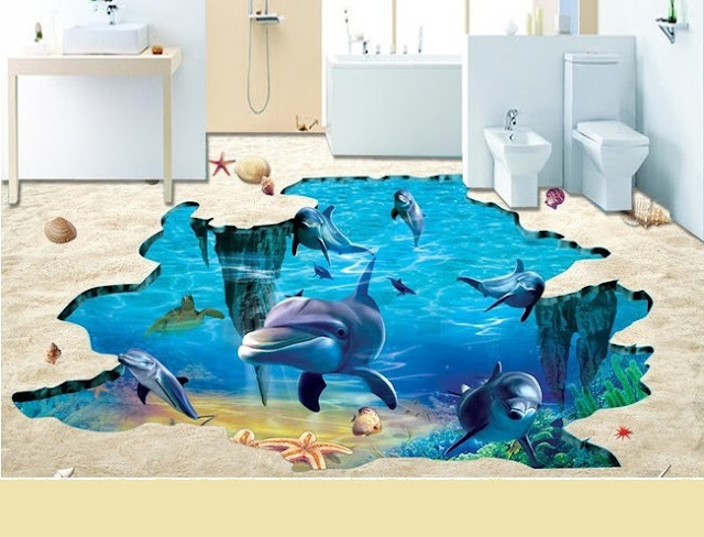 bathroom 3D flooring designs with realistic dolphins bathroom 3D flooring designs with realistic dolphins