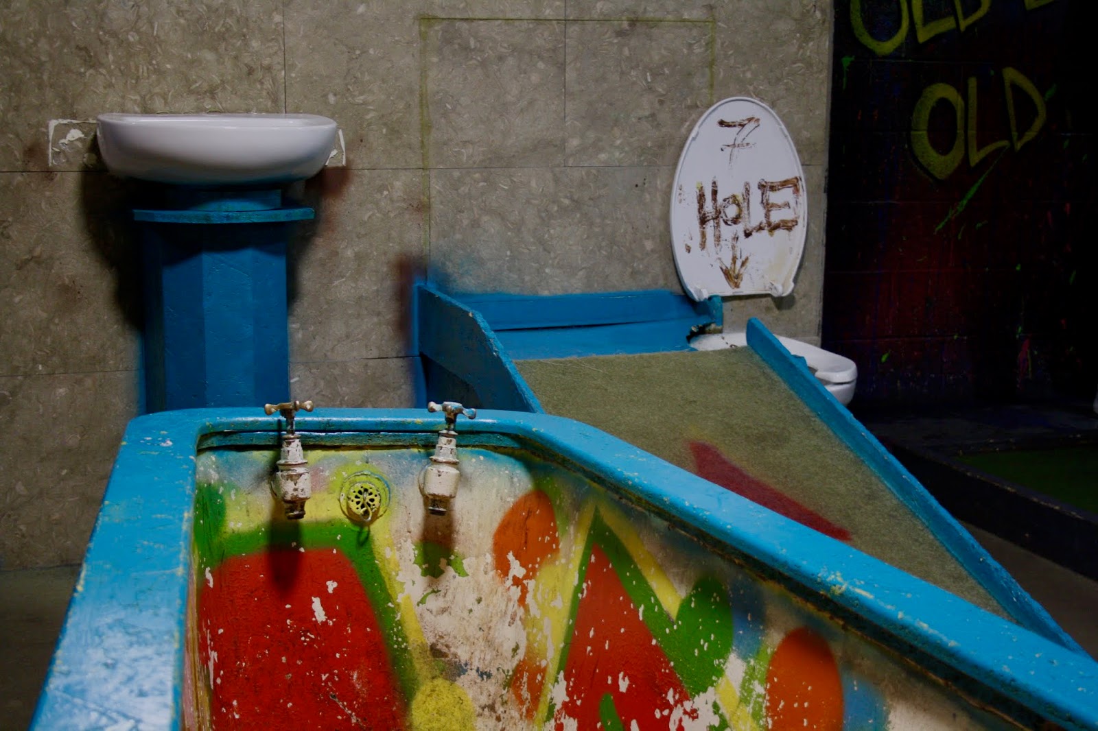 a toilet themed mini golf hole at Ghetto Golf, Digbeth, Birmingham