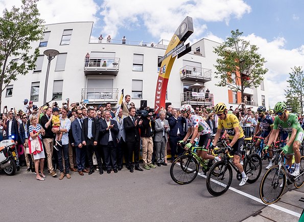 Grand Duke Henri of Luxembourg and his wife Grand Duchess Maria Teresa of Luxembourg started the Tour de France 2017