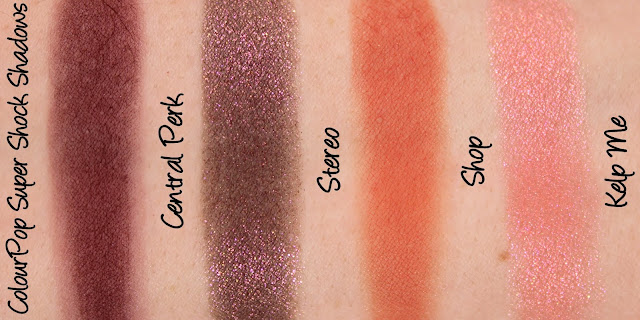 ColourPop Super Shock Shadows - Central Perk, Stereo, Shop, Kelp Me Swatches & Review