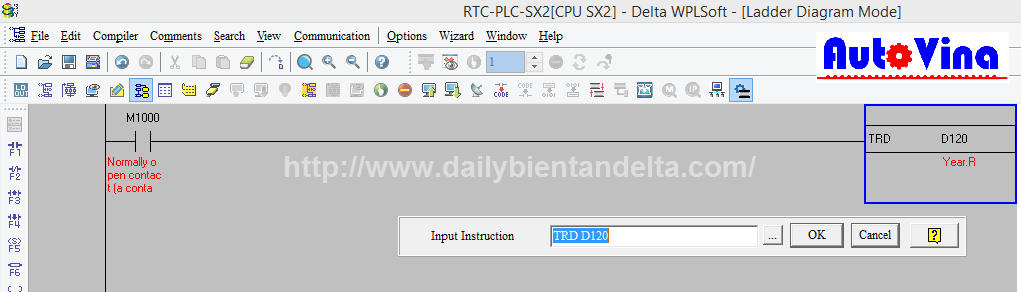 Hướng dẫn lập trình Lệnh RTD - đọc thời gian thực trong PLC Delta