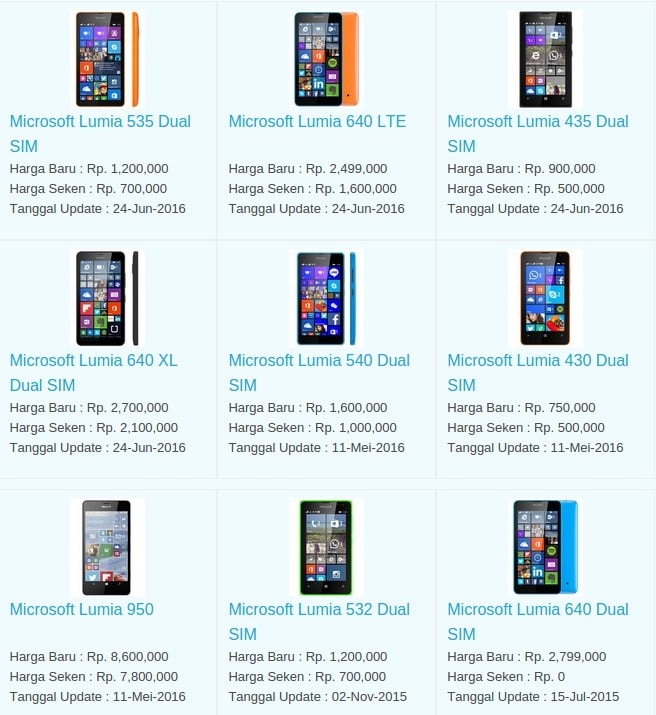 Daftar Harga Hp Terbaru Microsoft Juli 2016 Daftar Harga Hp Terbaru Microsoft Juli 2016