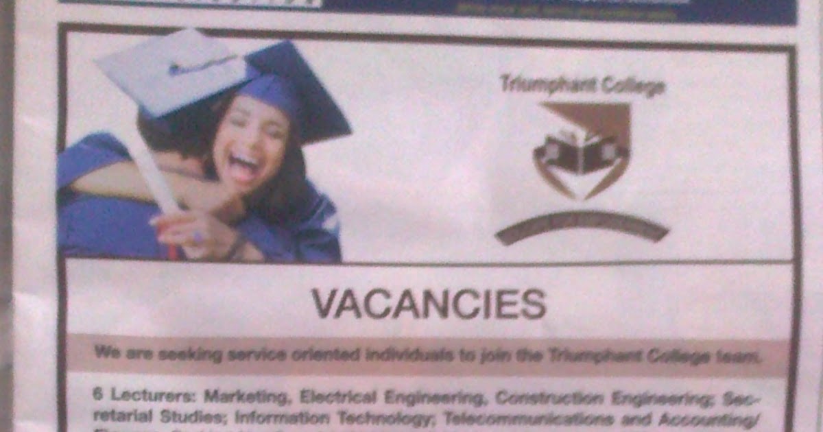 Jobs in Namibia Triumphant College Vacancies Lecturers, Events