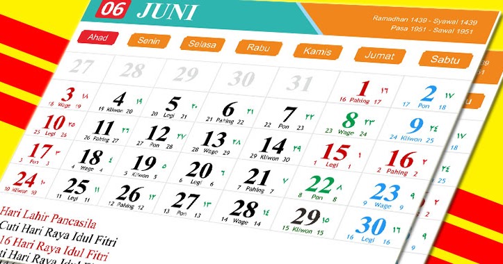 Desain Kalender Tahun 2018 Lengkap Jawa Hijriyah Dan Indonesia