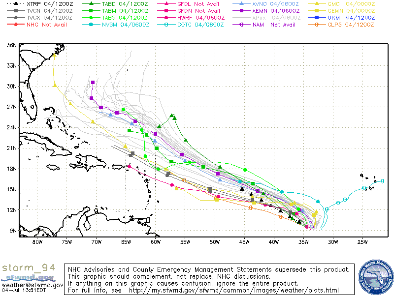 Invest 94L, Possible Tropical Storm Don, Projected Path Update