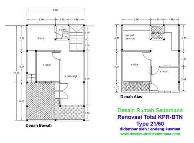 Koleksi Contoh Denah Rumah Minimalis Type 60 1 Dan 2 