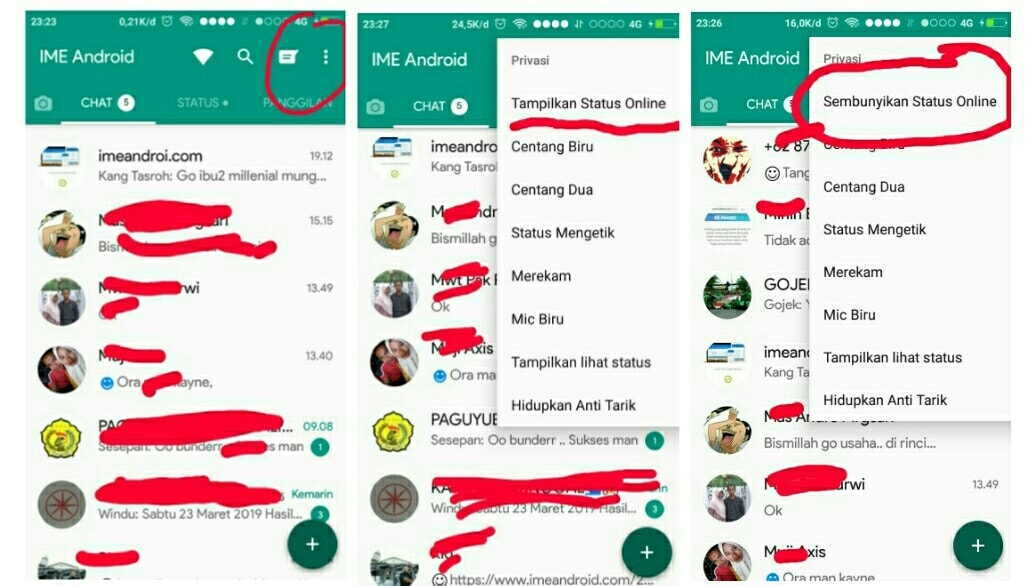 Cara whatsapp tidak terlihat online Oleh orang yang chat [ 1 menit Done!! ] IME Android