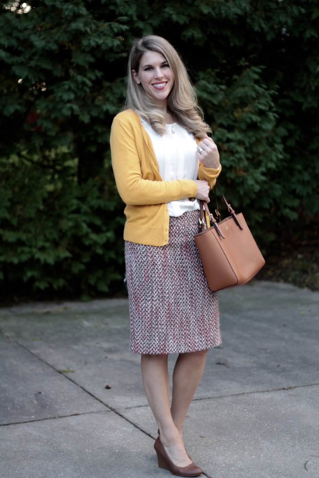Pink and Yellow Fall Work Outfit