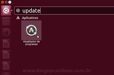 Pesquise por "update" na Dash do Ubuntu Pesquise por "update" na Dash do Ubuntu