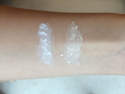 Laura Mercier's Secret Brightening Powder & Translucent Loose Setting Powder - swatches