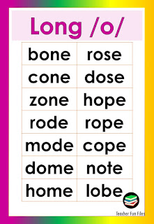 Teacher Fun Files: Long Vowel Sounds Charts
