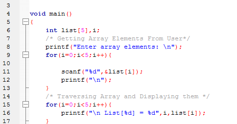 Traversing Linear Arrays Program In C - Topsomethingup