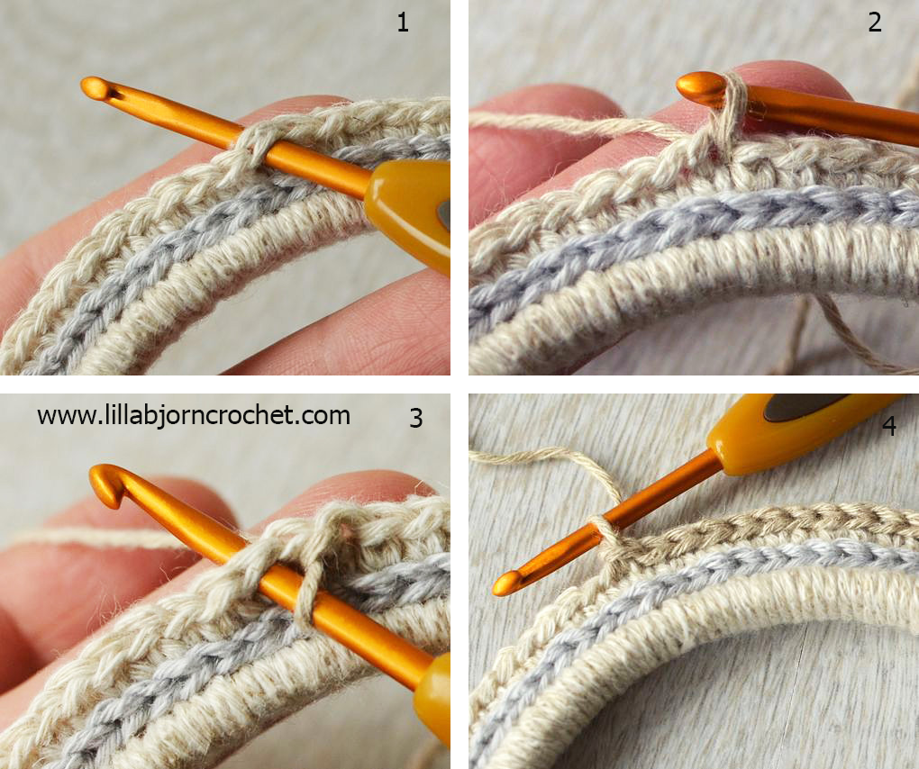 Crochet border around embroidery hoop - FREE pattern by Lilla Bjorn Crochet