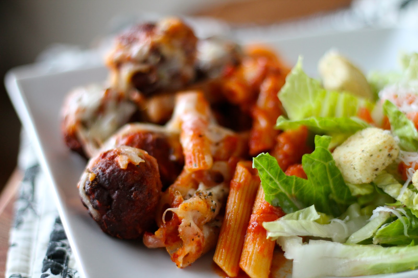 Mrs. Schwartz's Kitchen Meatball and Pepperoni Pasta Bake